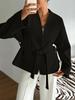 Casual Vacation Tie-up Long Sleeve Suit Jacket Women's Autumn Winter