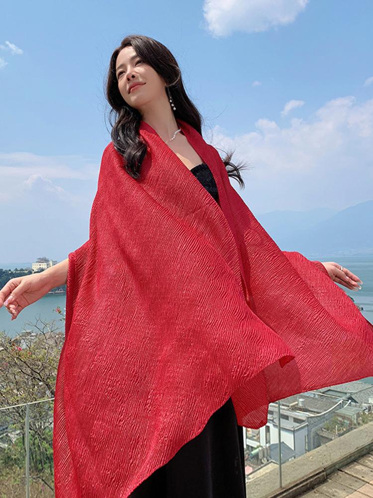 New Cotton Linen Elegant Solid Women Silk Scarf Beach Wrap Shawl Lady Musulman Femme Hijab Bandana Mujer Vacation Scarve Pareo