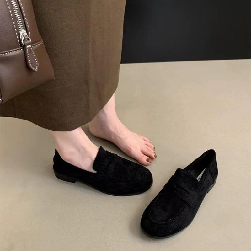 Fashion Retro Shoes Women Loafers Genuine Leather Womens Shoes Sapatos Femininos Sepatu Wanita Kulit Asli Slip-On Round Toe Low
