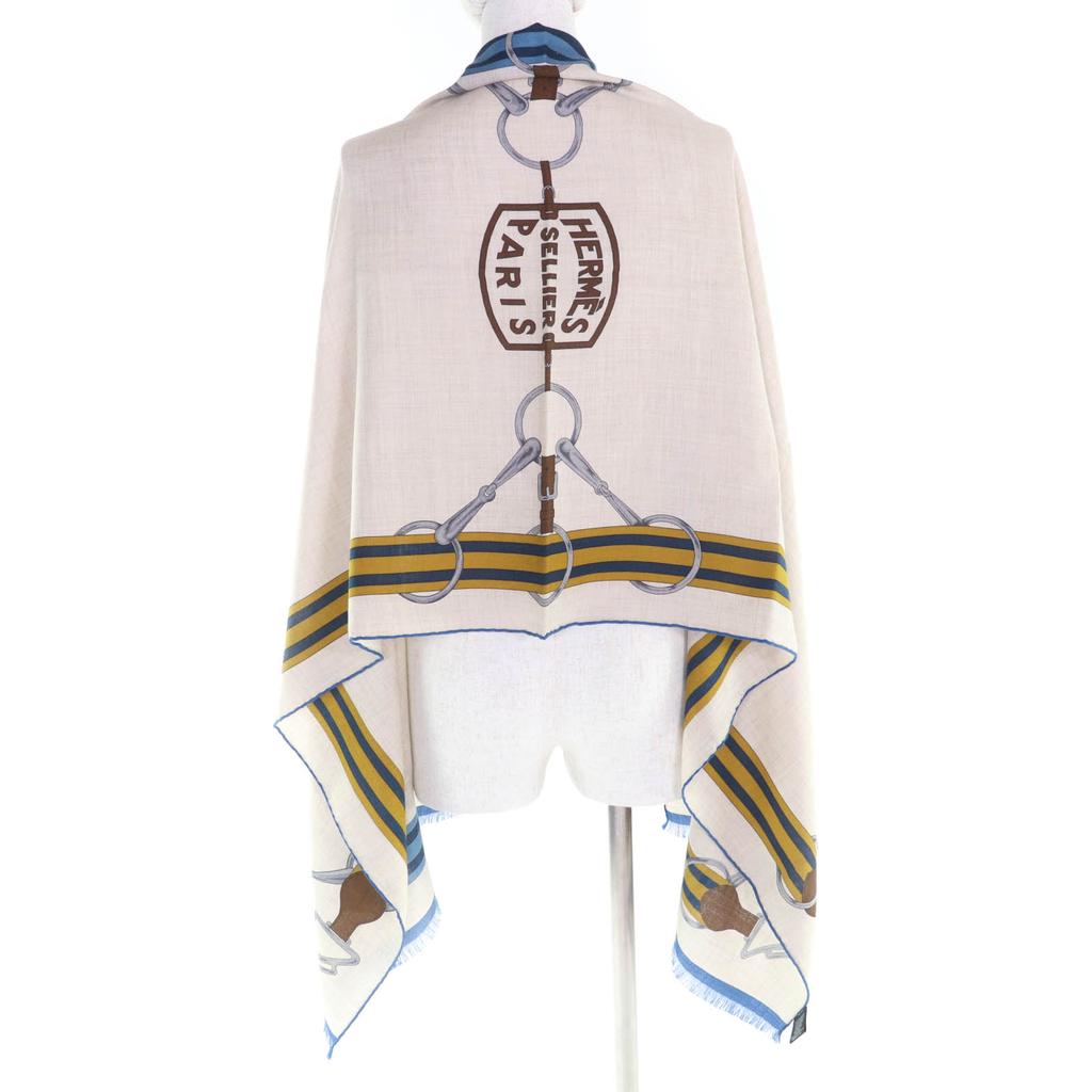 Exzellenter HERMES Schal Rechteck 63x70,9"" Tattersall Kaschmir Damen Gebraucht