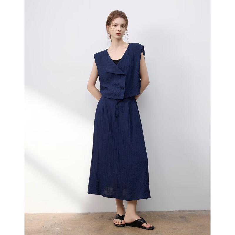 Demana Elegant Sleeveless Faux Two-Piece Mid-Length Dress S