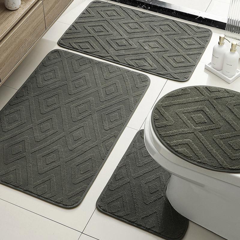 Cashmere-Feel Jacquard Anti-Slip Bathroom & Toilet Door Mat