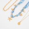 Ocean Style Sea Star Conch Pendant Necklace Sweet Cool Style Geometric Splicing Clavicle Chain