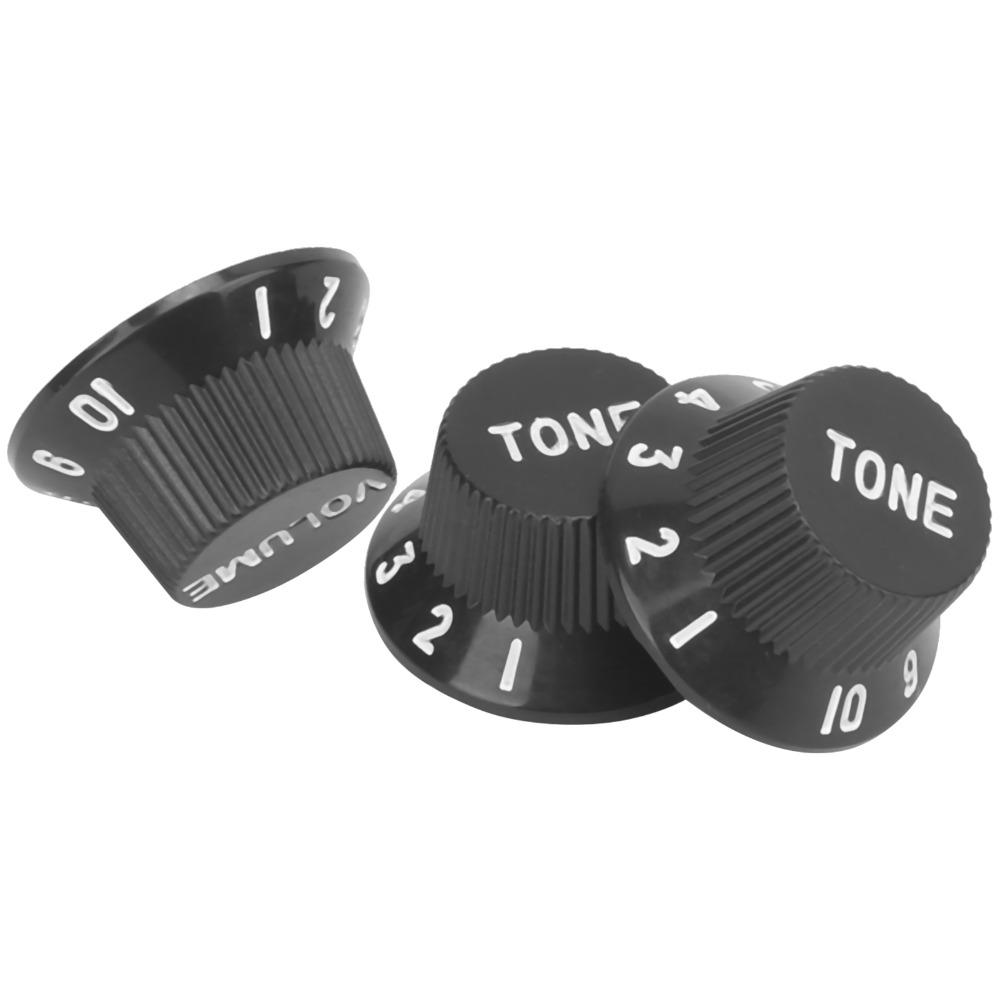 3PCS Black Color Volume Tone Knobs Plastic Material Speed Control Knobs Electric Guitar