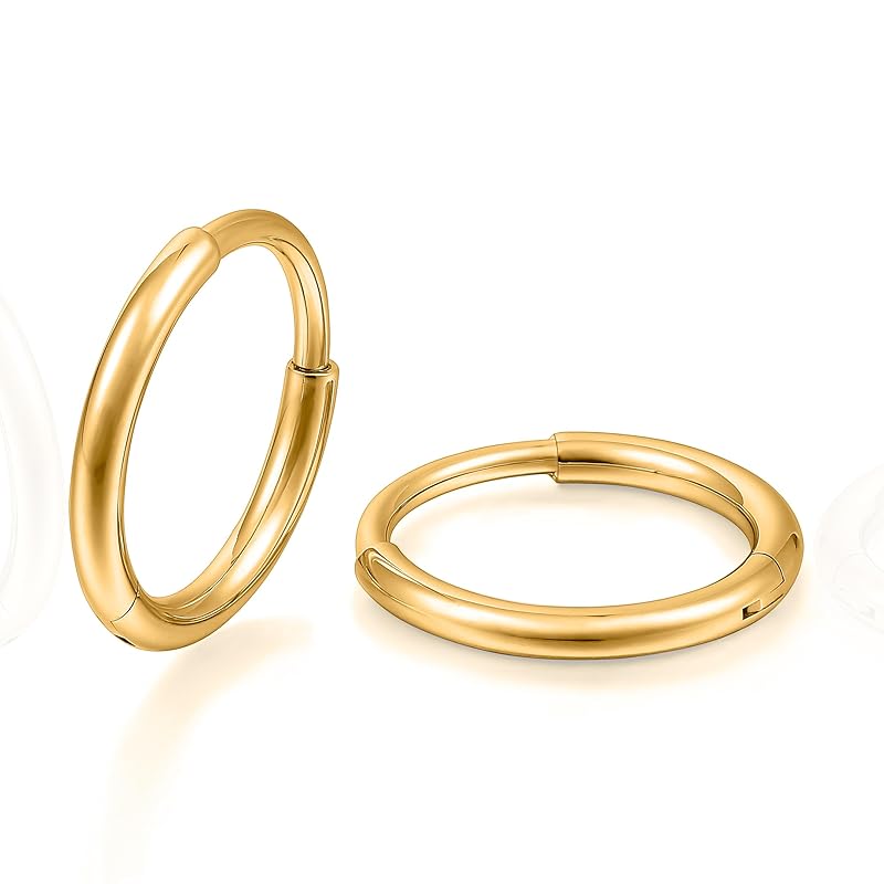 

[limerencia] medical use pure titanium Piercing, Hypoallergenic Titanium Huggie Hoop Earrings Set G23 Piercing Cartilage Piercing Set for Women s