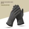 Double Sided Plush Finger Gloves Suede Fabric Warm Gloves New Touch Screen Gloves  Men's Style