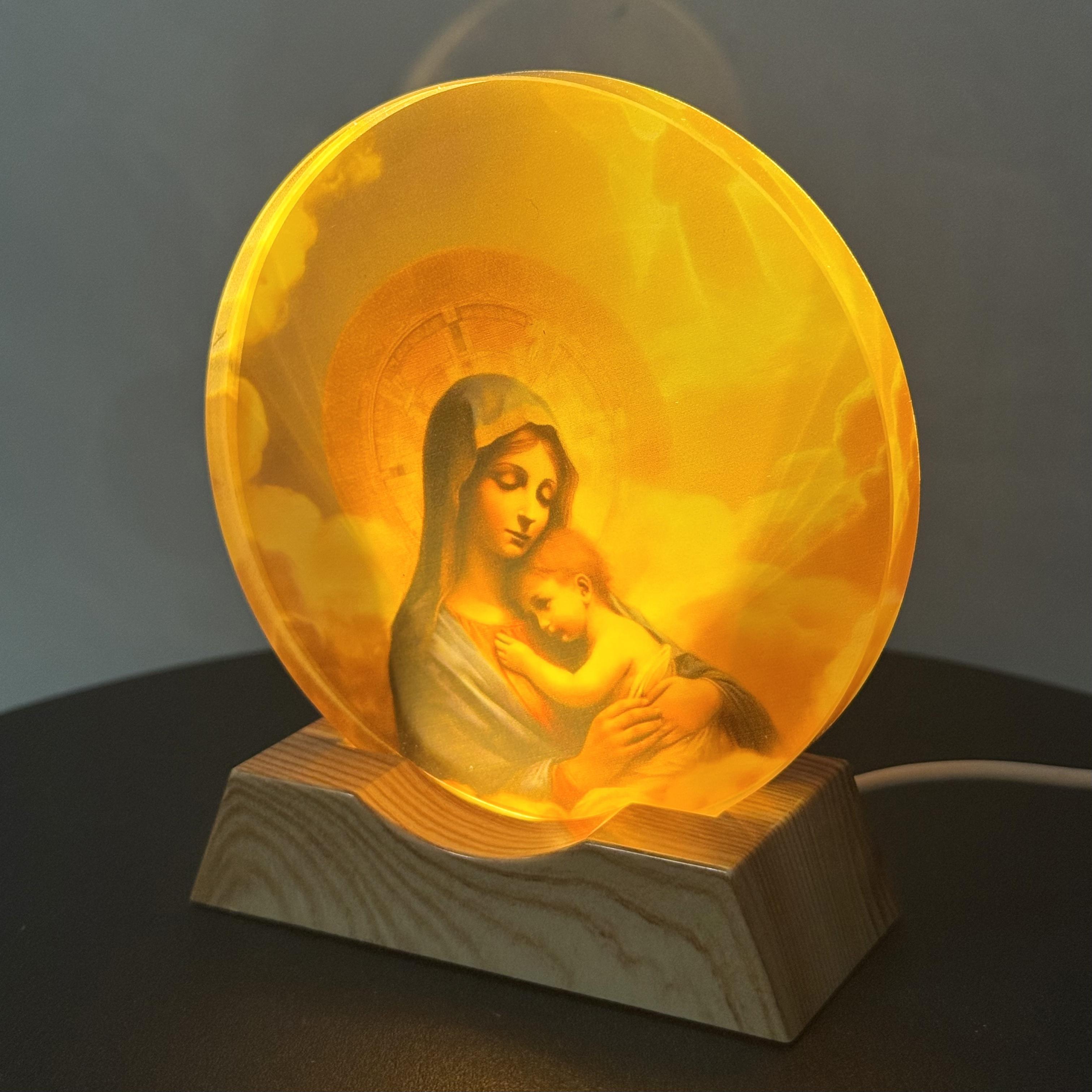 The base of the Virgin Mary s Love Crystal LED Night Light Strip, suitable for bedrooms, living rooms, birthday and Mother s Day Virgin Mary&USB Plug