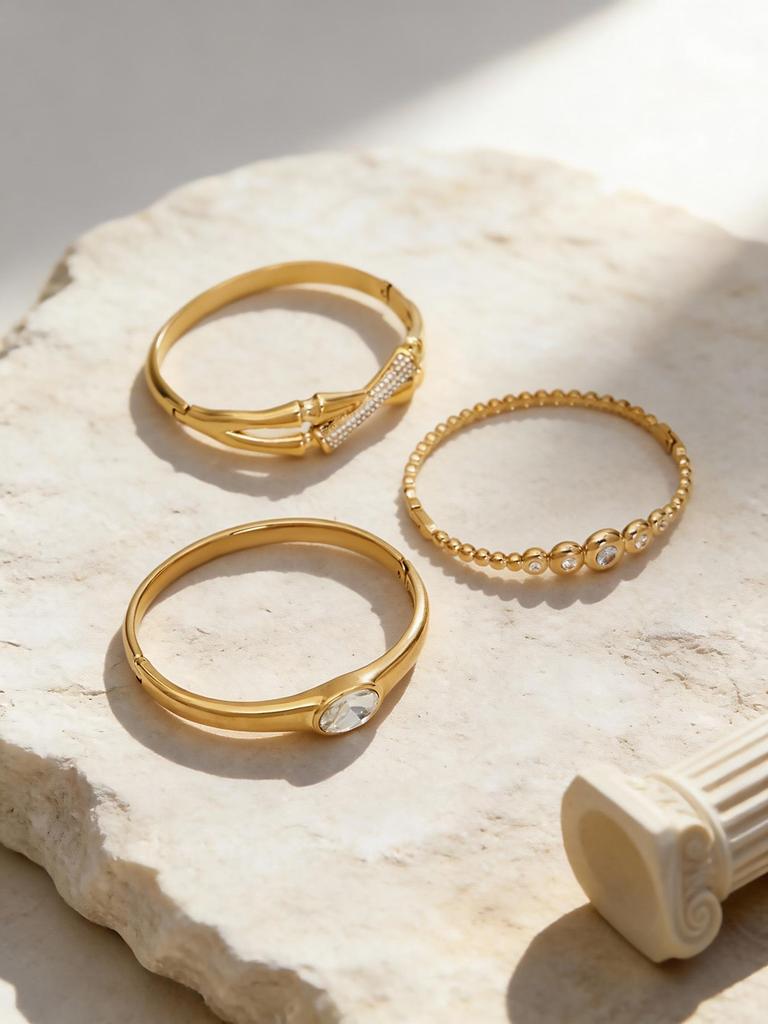 18K Gold-Plated Stainless Steel Zircon Clasp Bracelet - European & American Chic Women's Fashion