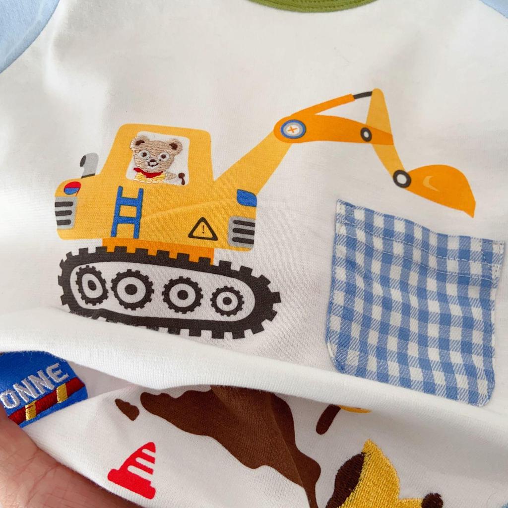 2026 Summer Boys' Cartoon Print Round Neck Short Sleeve T-shirt