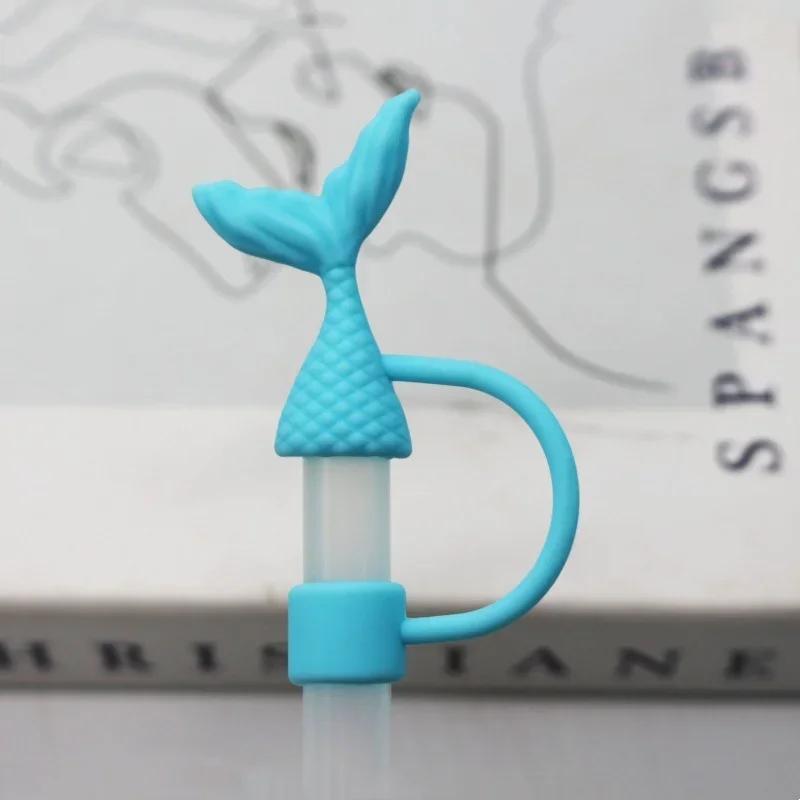 

Portable Reusable 8-10mm Beauty Fish Tail Silicone Straw Cover Cups Straws Dust Cap For Beach Swimming Sunbathing Beverages