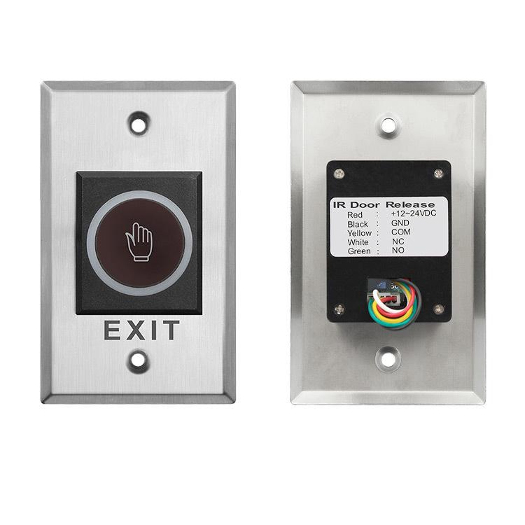 Brushed Stainless Steel Infrared Sensor Exit Switch - Concealed Mount, Contactless Button