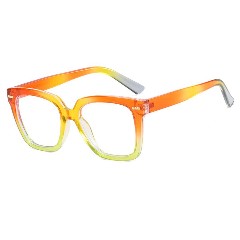 New Rainbow Candy Colored Square Oversized Photochromic Reading Glasses Women Anti Blue Ray Hyperopia Prescription Eyewear