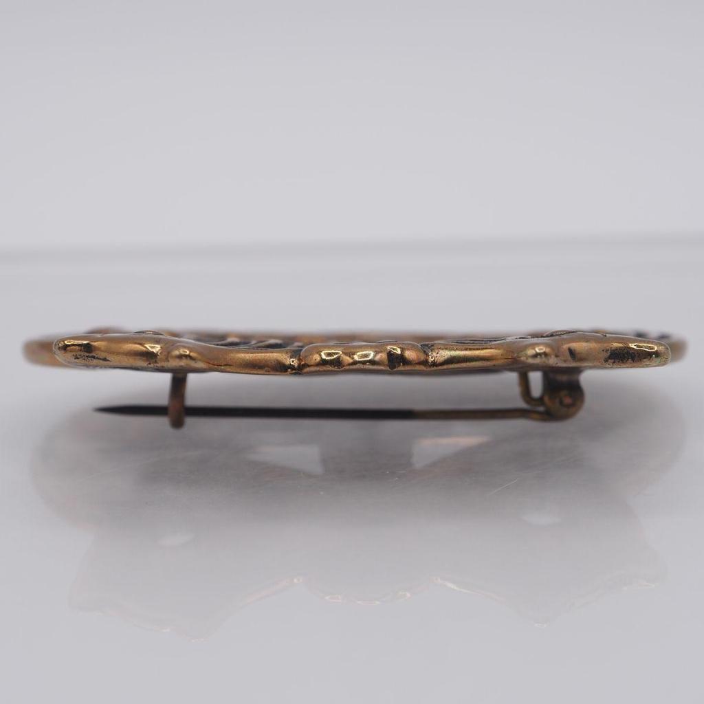 Used F524 Brooch Viking Ship Gold Color Design Costume Jewelry