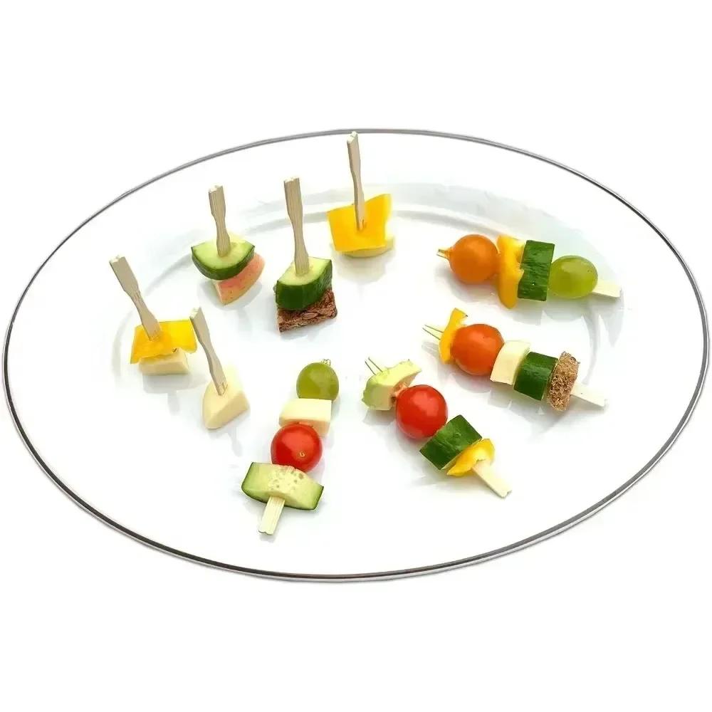 100PCS Pure Bamboo Disposable Wooden Fruit Fork Dessert Cocktail Fork Set Party Home Household Decor Tableware Supplies