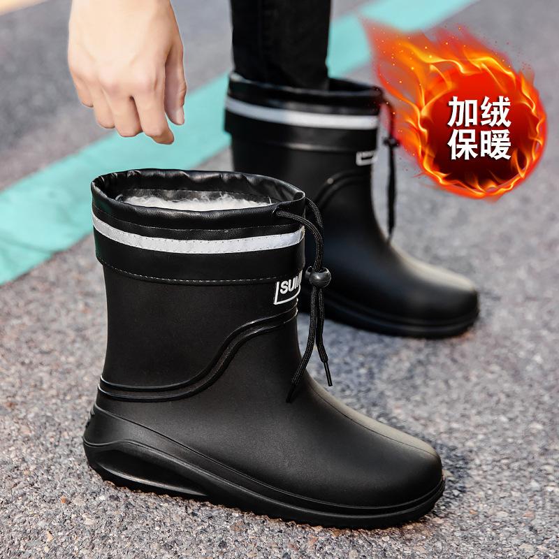 High-end rain shoes men's new waterproof shoes low tube non-slip takeaway riders special rain boots rubber shoes summer velvet
