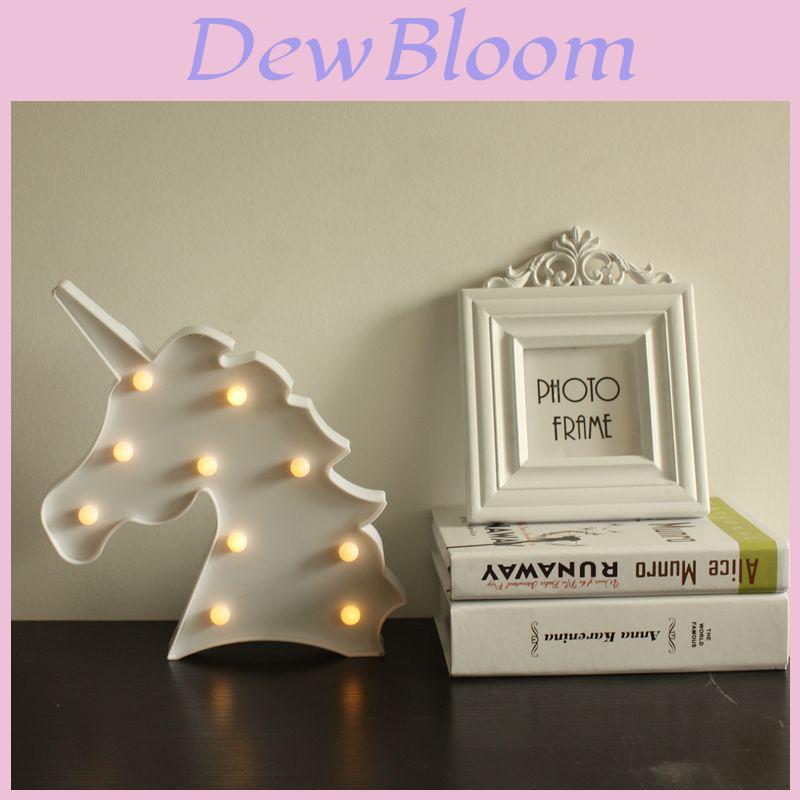 Adorable Cute Unicorn Head Led Letter Table Lamp Perfect For Children's Room Decor
