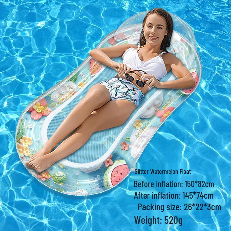 Foldable Striped Inflatable Pool Float Hammock Recliner