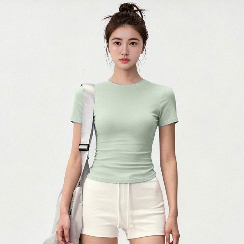 High elastic and breathable short-sleeved women's quick-drying, thin and skin-friendly sports tops Pilates running fitness clothes