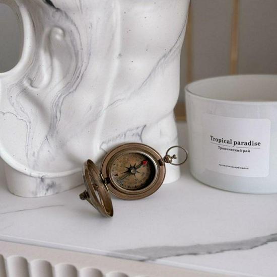 Brass Pocket Sundial Compass Vintage Nautical Hiking Accessory Home Decor