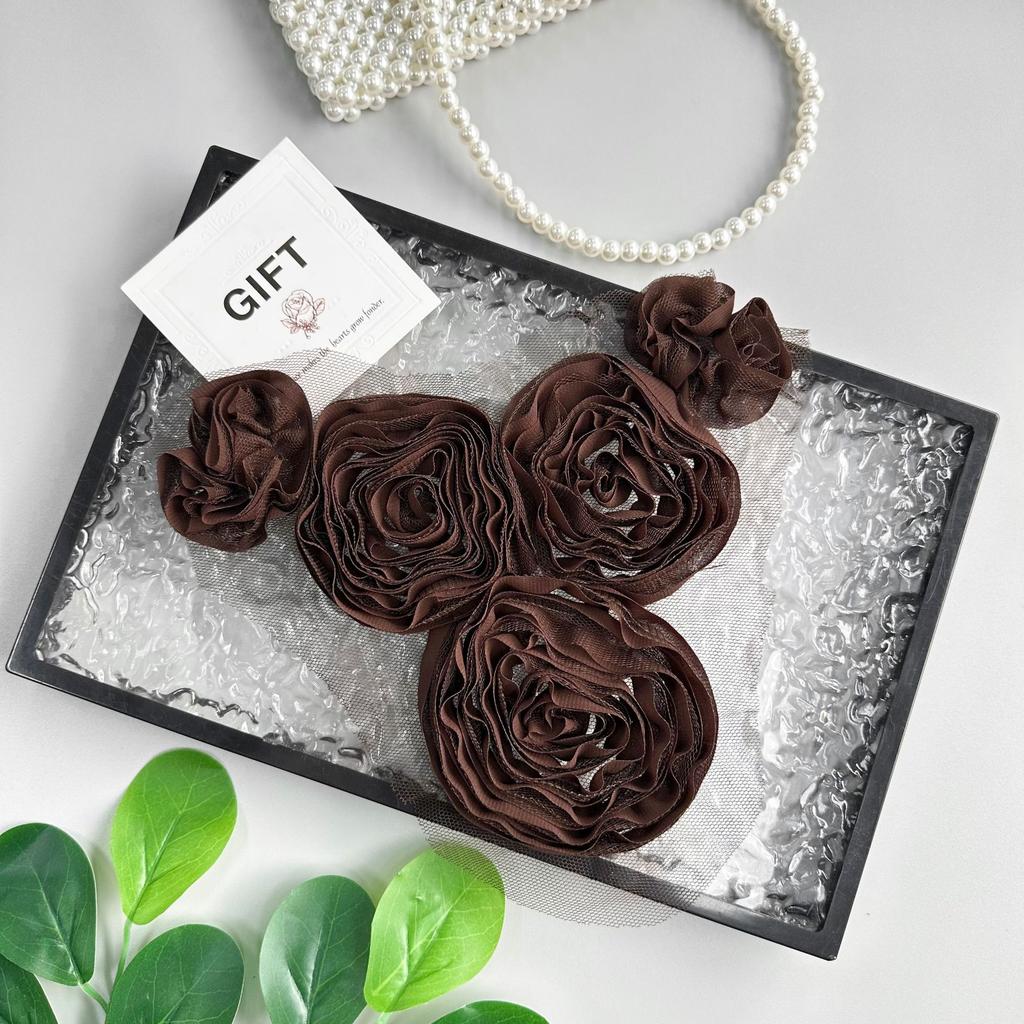 Color Fabric Multi-Layer Pleated Flower Mesh Applique Clothing Dress T-Shirt Luggage Decorative Cloth Sticker Accessories