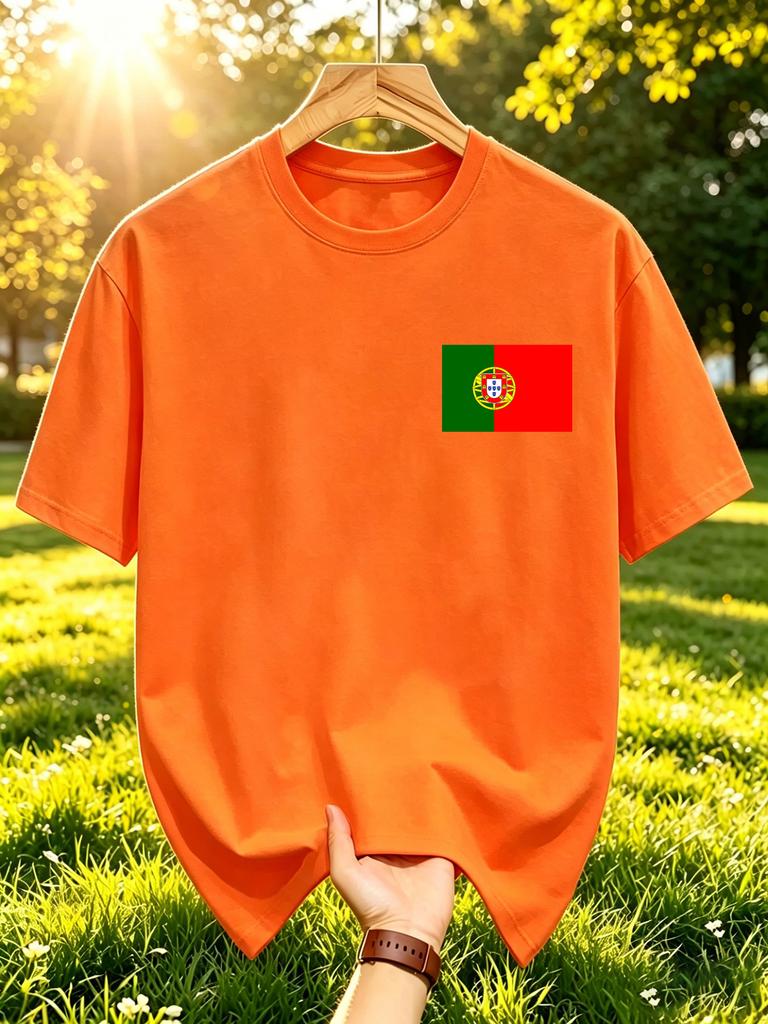 Portugal Flag Print Tshirt Unisexs Cotton Crewneck T Shirts Summer Oversized Sportswears Y2k Casual Running Short Sleeve