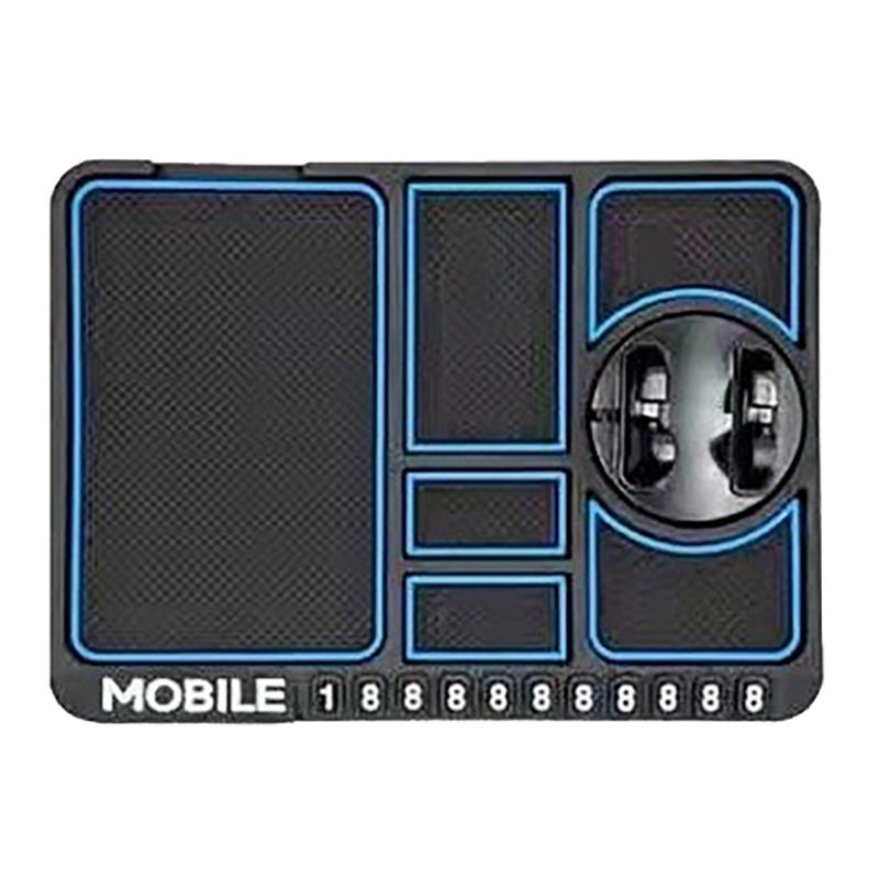 

Автомобильный держатель для телефона с дисплеем парковочного номера, противоскользящий силиконовый коврик, органайзер для хранения, подставка для смартфона, кронштейн для крепления синий