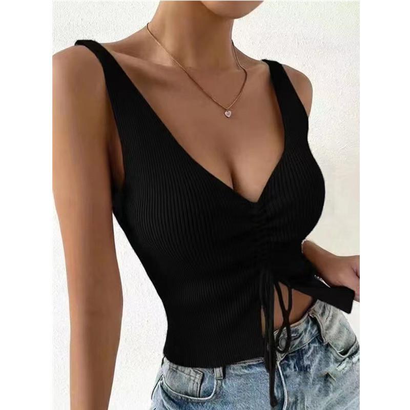 New Summer Sexy and Fashionable Drawstring American Versatile Drawstring Vest Women's Style Hot Girl Top