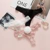 Japanese Low Waist Lace Thong with Removable Pom-Poms