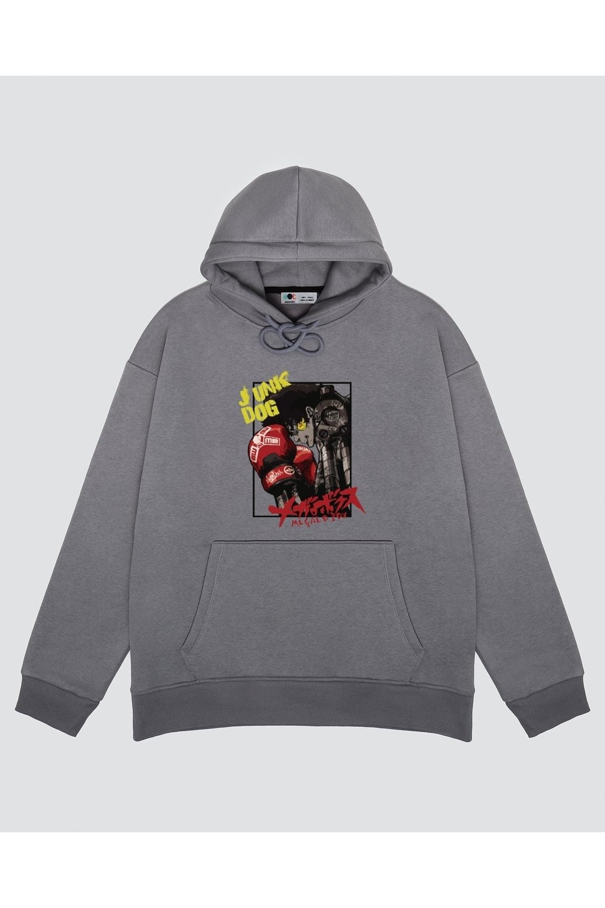 

Серая толстовка унисекс с капюшоном Megalo Box