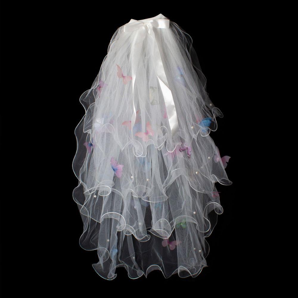 Butterfly Wedding Veils with Clip White Veil New Mesh Tulle  Bridal Veils Headdress Accessories