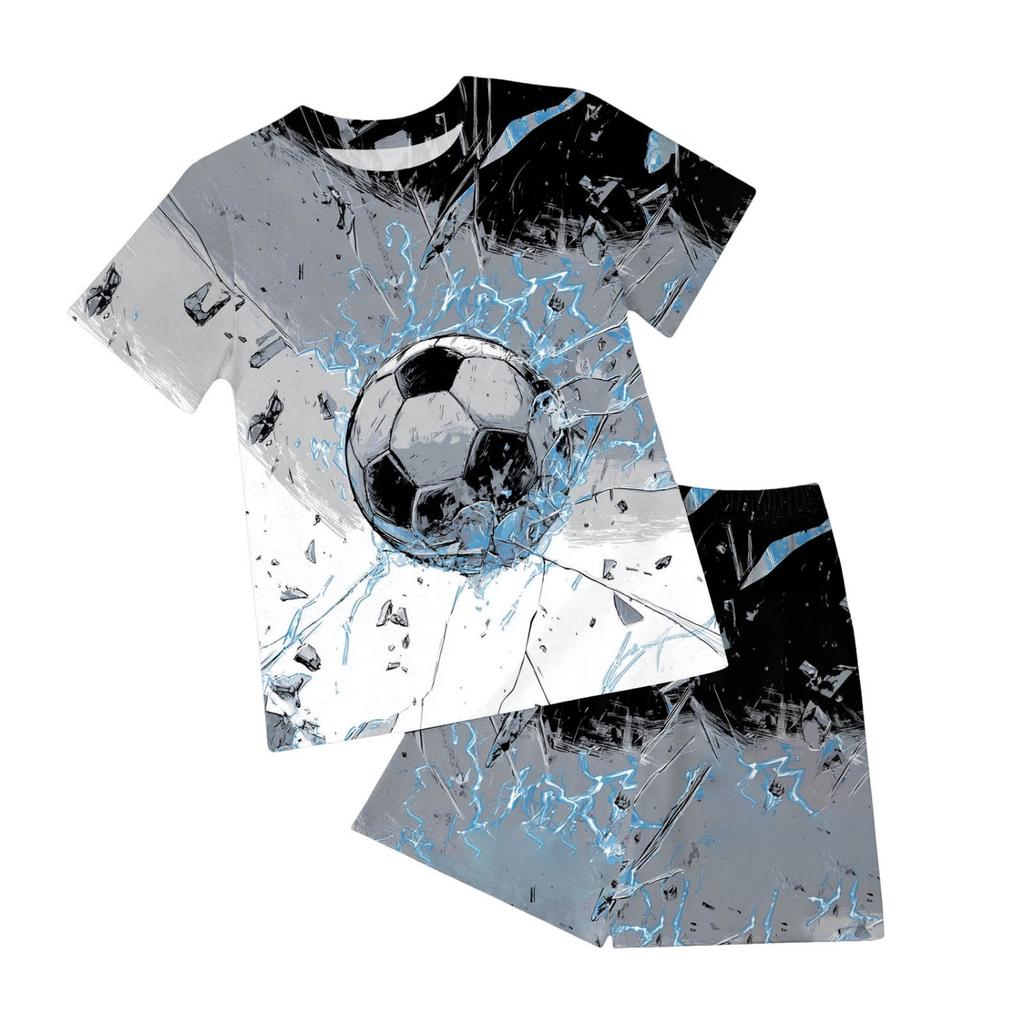 Football Field 3D Printed Children's Set Fashion T-shirt Shorts T-shirt Boys and Girls Sportswear Set