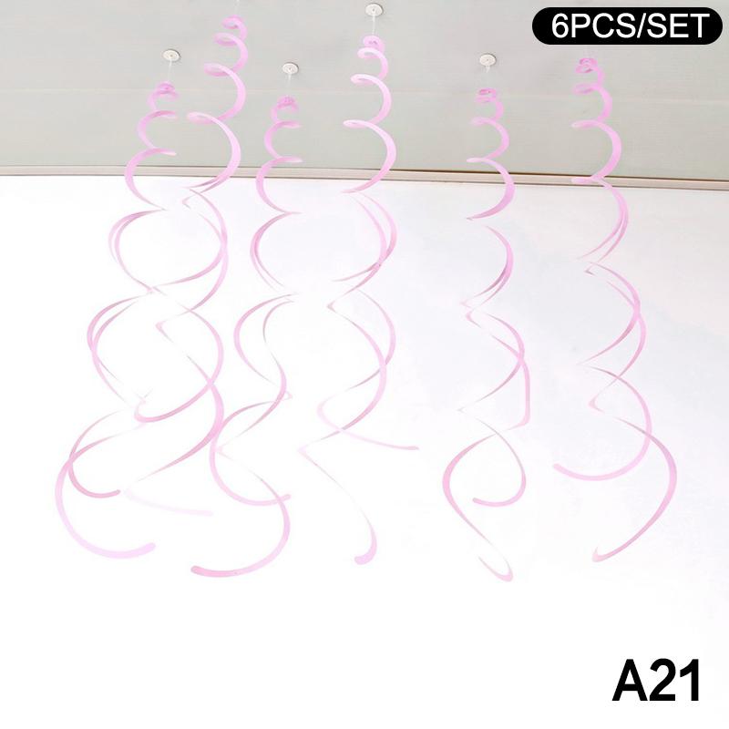6Pcs Spiral Pendant Dangling Swirls Metallic Ceiling Hanging Streamers Ornament Christmas Wedding Birthday Balloons Decorations