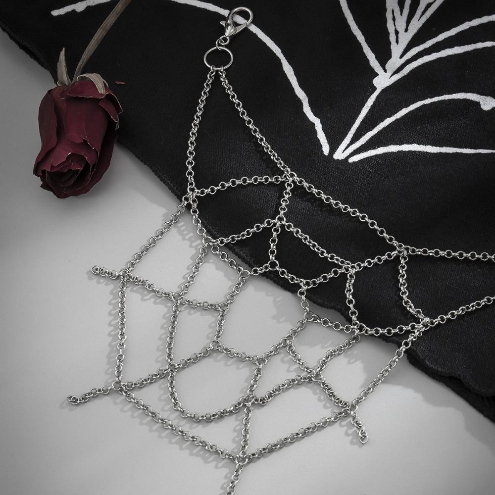 Gothic Punk Belt Chain Zinc Zinc Zinc Alloy Tassel Jeans Chain Cool Spider Web Waist Chain Male