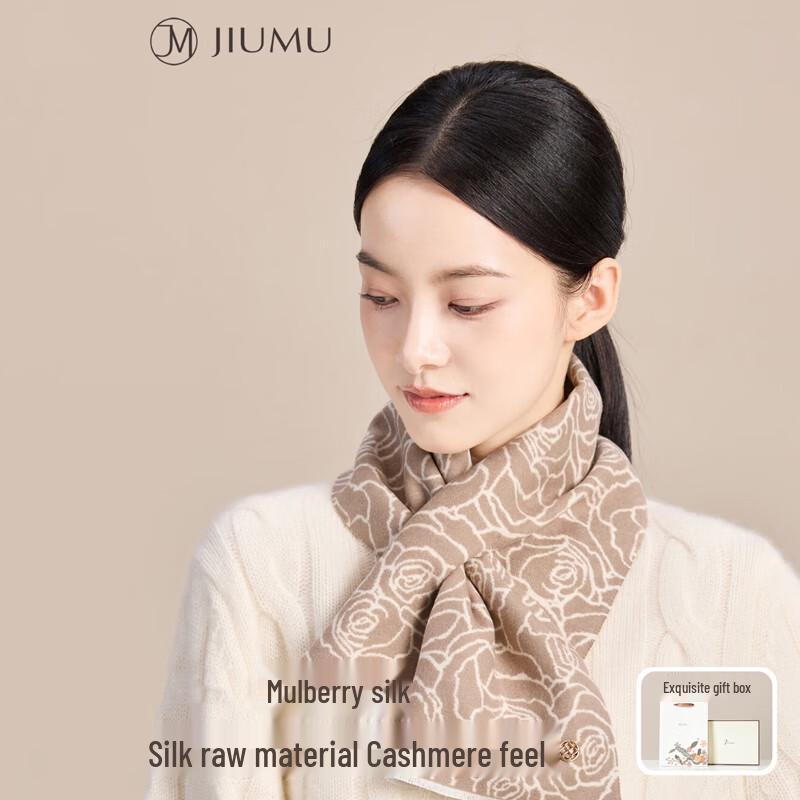 

JIUMU Women s Autumn/Winter Mulberry Silk Flannel Scarf WS006 One Size