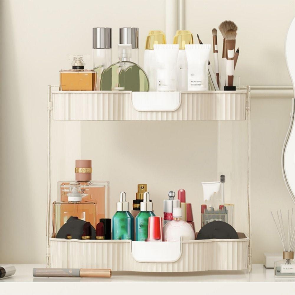 

Double Layers Cosmetic Box White Toiletry Organizer Makeup Storage Organizer Kitchen Bathroom білий