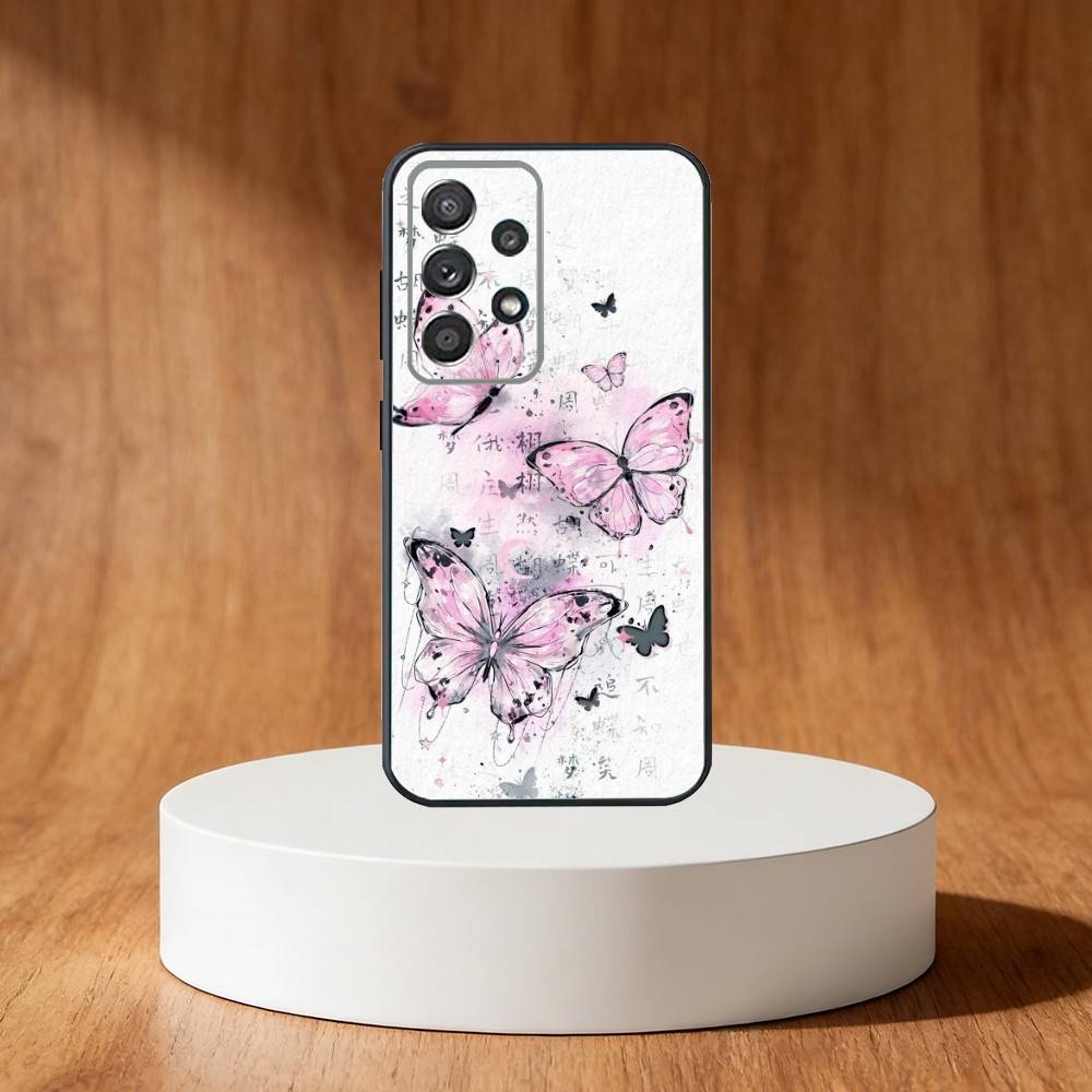 Ink wash painted butterfly Phone Case For Samsung S25,S24,S21,S22,S23,S30,Ultra,S20,Plus,Fe,Note,10,9,5G Black Cover