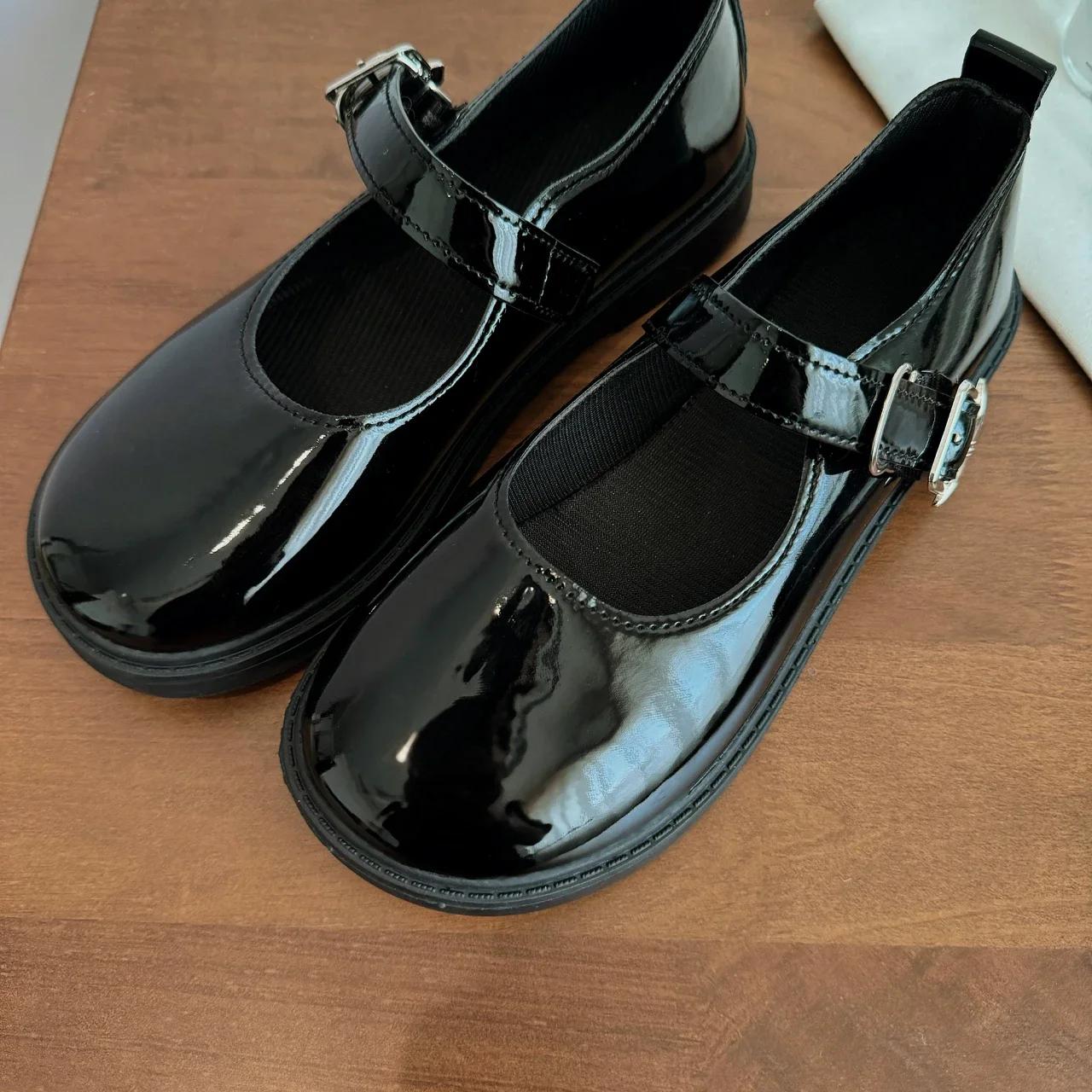 

Femme Роскошные черные туфли на плоской подошве женские осенние новые винтажные туфли Мэри Джейн для студентов из британской кожи Лолита 35 чёрный