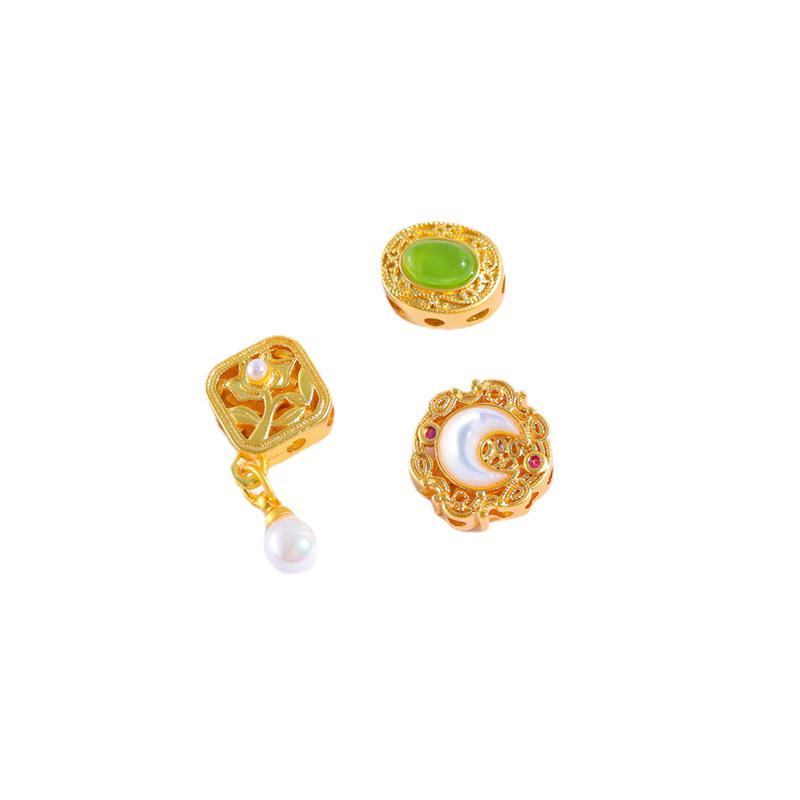 18k Matte Gold Pearl Butterfly Flower Pendant Love Bracelet Necklace DIY Jewelry Accessories for Women