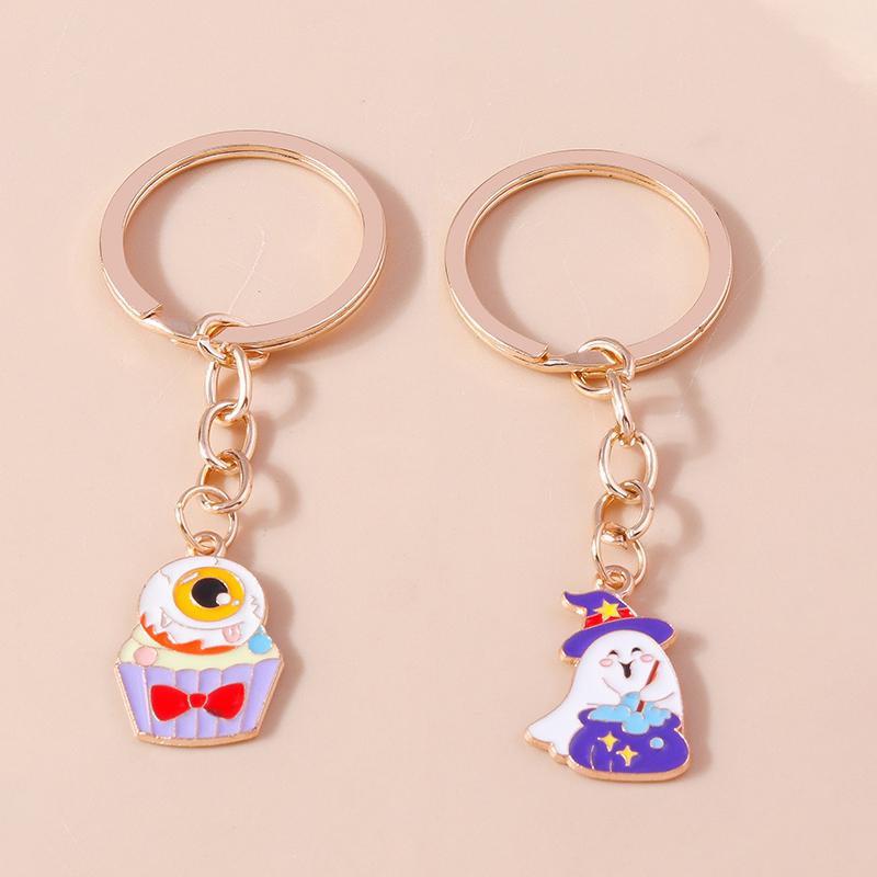 Cute Enamel Halloween Keychain Ghost Key Ring Pendants for Women Girs Handbag Decor DIY Jewelry Accessories