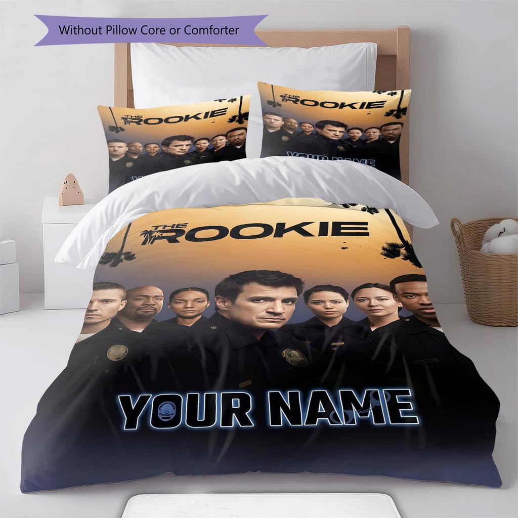 The Rookie Benutzerdefinierter Name Muster Bettwäsche Steppdecke Set Bettbezug Kissenbezug Zuhause Geburtstagsgeschenk(1 Bettbezug + 2 Kissenbezüge, ohne Füllung)