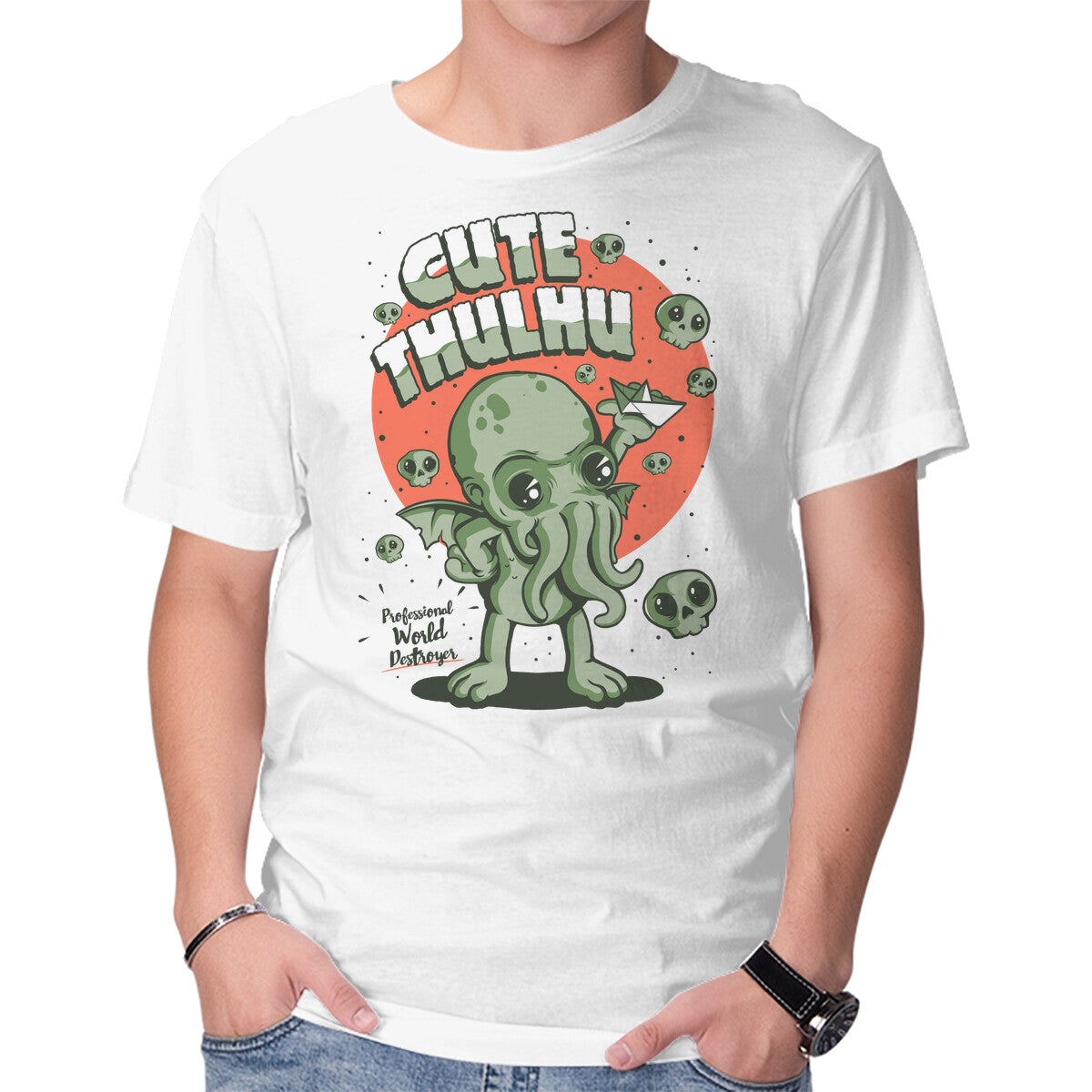 Unisex Crew Neck T-Shirt Cutethulhu Graphic Short Sleeve Casual Tee XXXXL