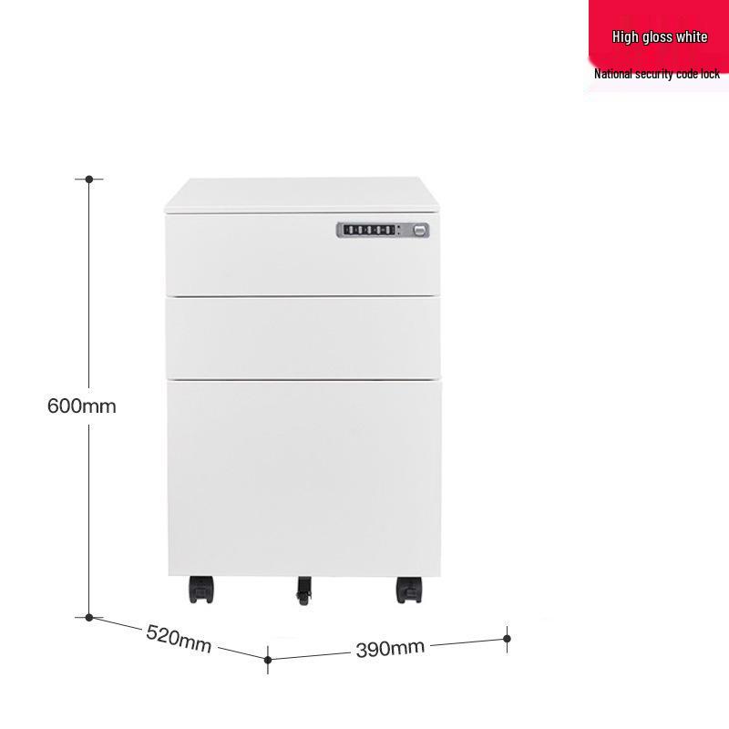 Autumn White Three-Drawer Mobile Steel Cabinet