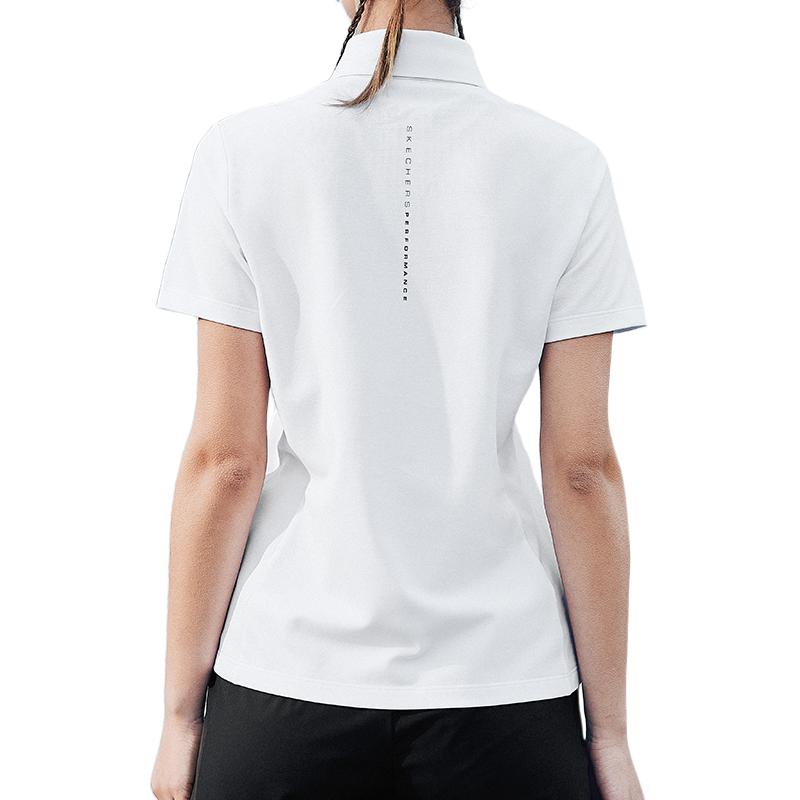 Skechers Solid Quick-Dry Breathable Knitted Polo Shirt Women tops Bright-White P223W063-0019