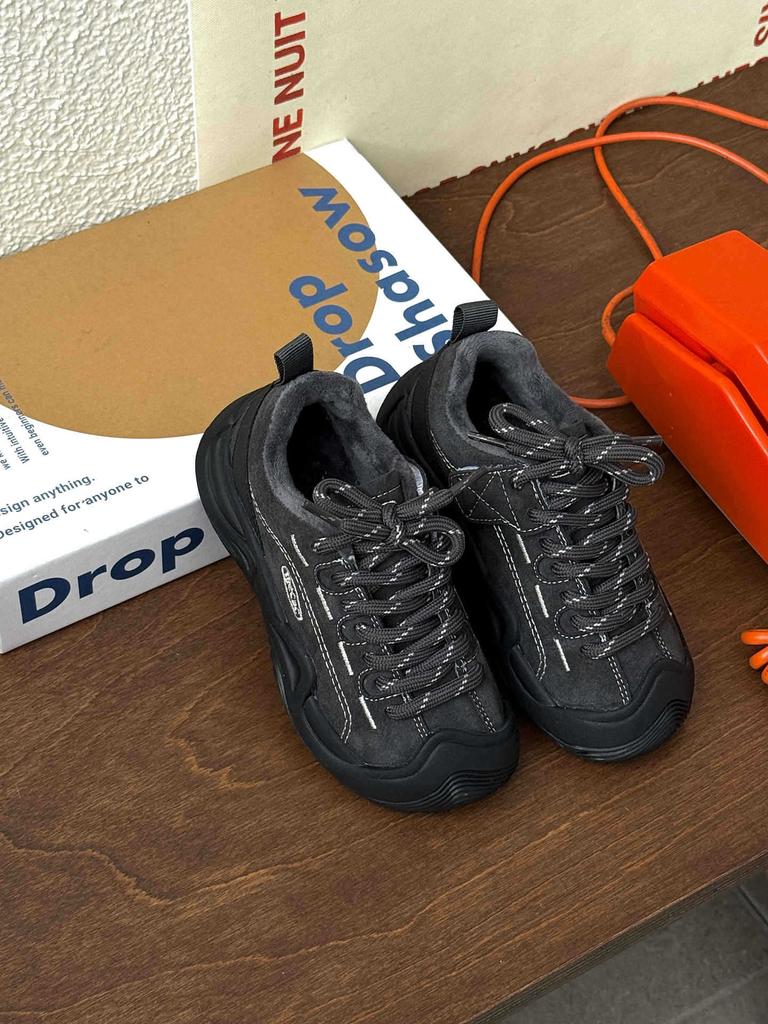 XSHX Herbst- und Winter-Bergserie | Joint Jungen und Mädchen Maillard Amber Wind Rutschfeste Gummi-Außensohle Rindsleder Anti-Veloursleder Klettverschluss