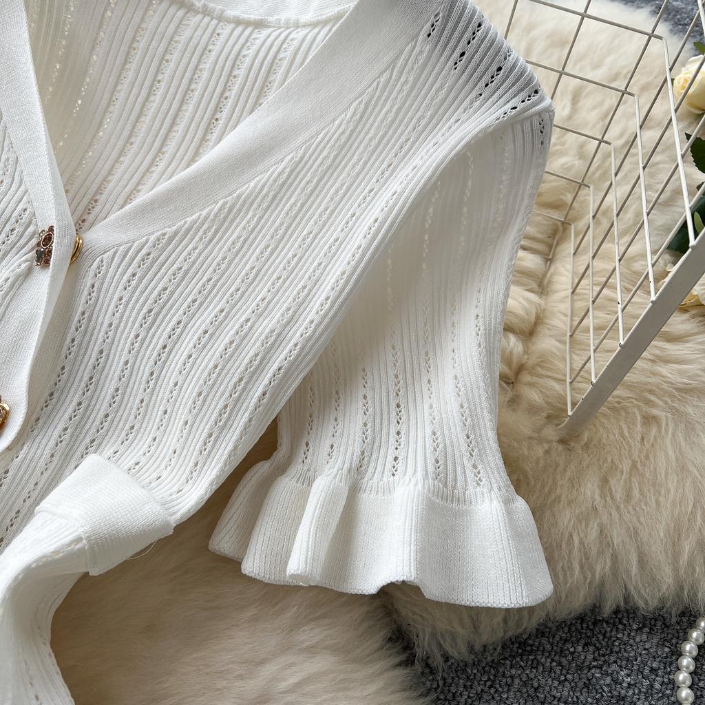 Retro Dzianinowa Falbanka Seksowna Jednorzędowa Elegancka Sukienka Wieczorowa A-line Kobiety Moda Koreańska Lato Odzież Damska