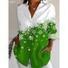Women's 2025 Long Sleeve Shirt, Polyester Blend Slim Fit, Snowflake Elegant Graphic Casual Daily Wear, Spring Autumn Blouse Tops