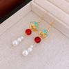 Retro Hollow Out Lotus Jade Ancient Earrings Chinese Style Earrings Women Ear Drop Ear Accessories