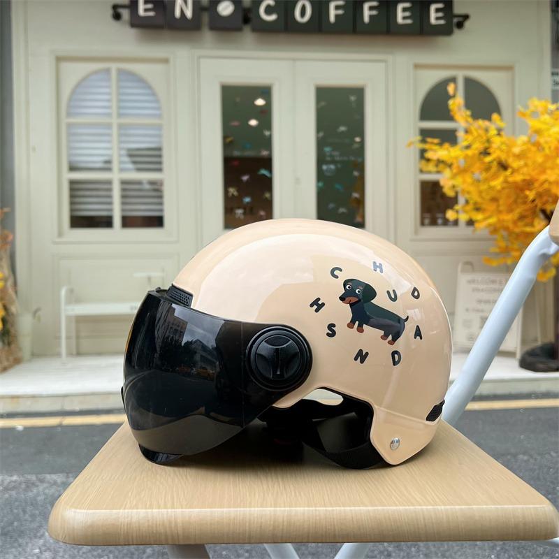 Little Black Dog C Electric Vehicle Helmet Cute Pass Hard Hat Women's Breathable Sunscreen Motorcycle Hat Tide