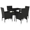 VidaXL Ensemble à manger de jardin et coussins 5 pcs noir rotin verre 3278600