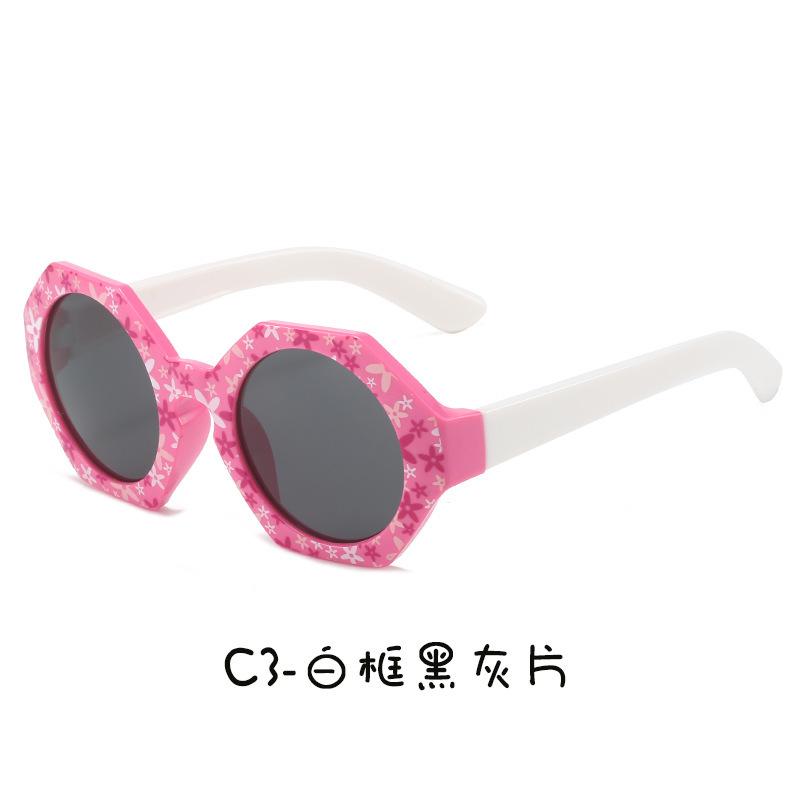 2025 New Polygonal Children's Girls, Fashionable Printed Cute Sunglasses For Summer Outings, Baby Sunshade Glasses